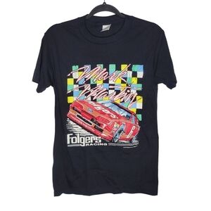 Vintage 80s Mark Martin Folgers Racing Nascar Graphic T-Shirt in Black Size M